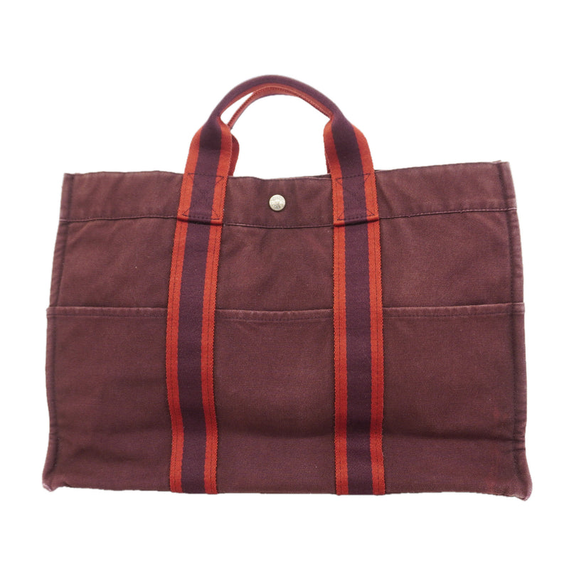 【6kd3460】エルメス トートバッグ フールトゥMM キャンバス ボルドー シルバー金具【中古】メンズ レディース ユニセックス