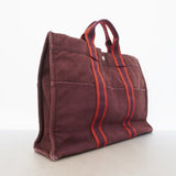【6kd3460】エルメス トートバッグ フールトゥMM キャンバス ボルドー シルバー金具【中古】メンズ レディース ユニセックス