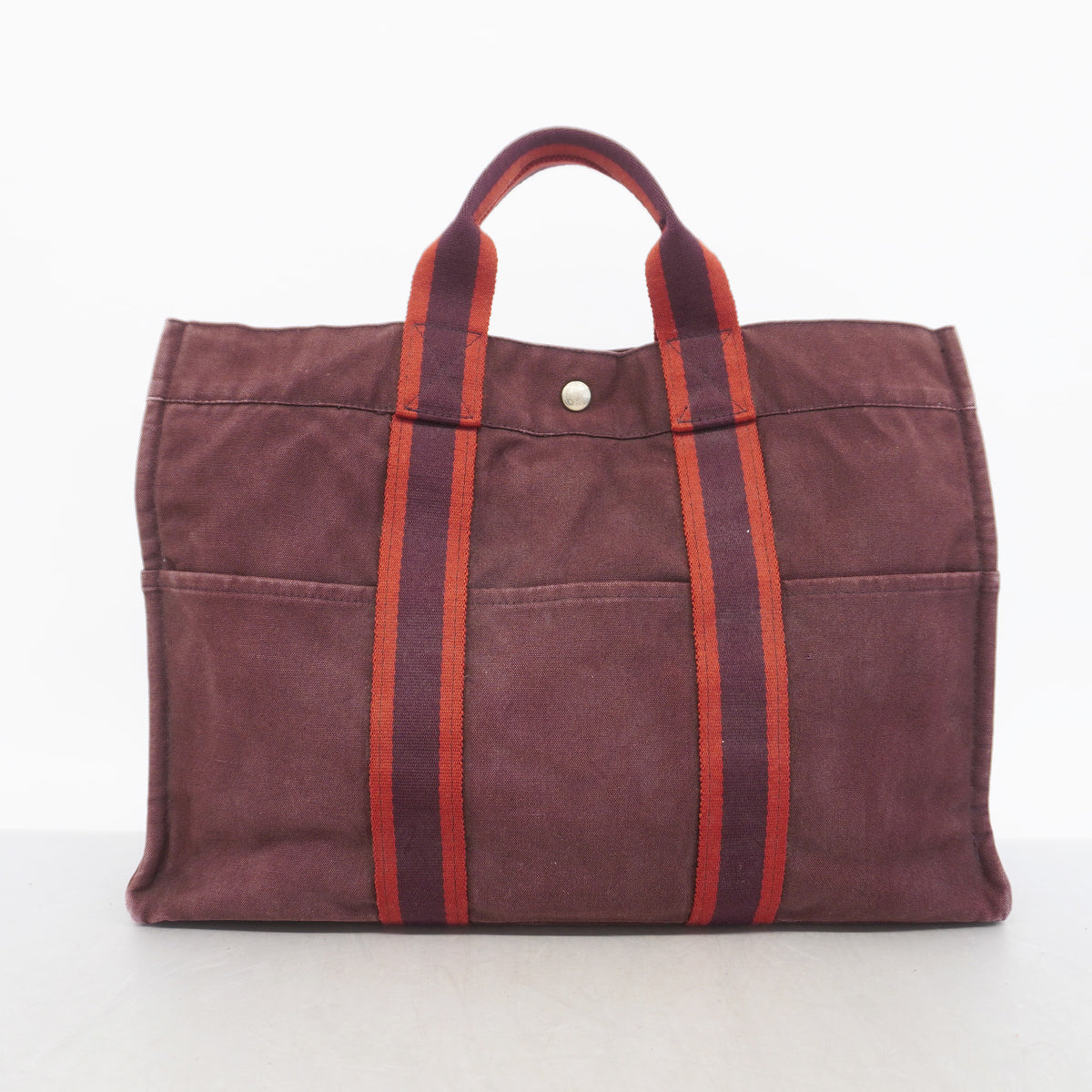 【6kd3460】エルメス トートバッグ フールトゥMM キャンバス ボルドー シルバー金具【中古】メンズ レディース ユニセックス