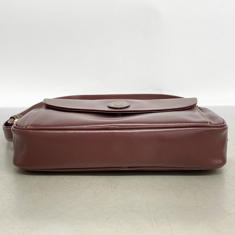 【6kd3470】カルティエ ショルダーバッグ マスト レザー ボルドー ゴールド金具【中古】レディース