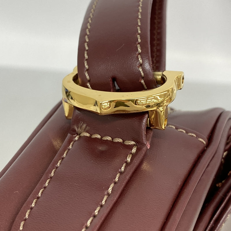 【6kd3470】カルティエ ショルダーバッグ マスト レザー ボルドー ゴールド金具【中古】レディース
