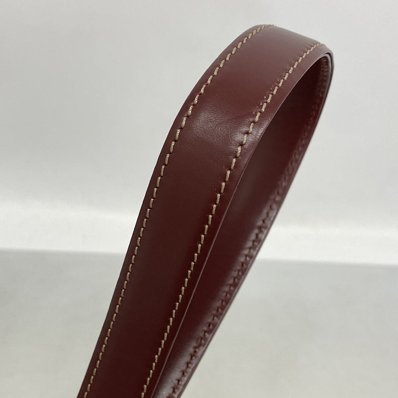 【6kd3470】カルティエ ショルダーバッグ マスト レザー ボルドー ゴールド金具【中古】レディース