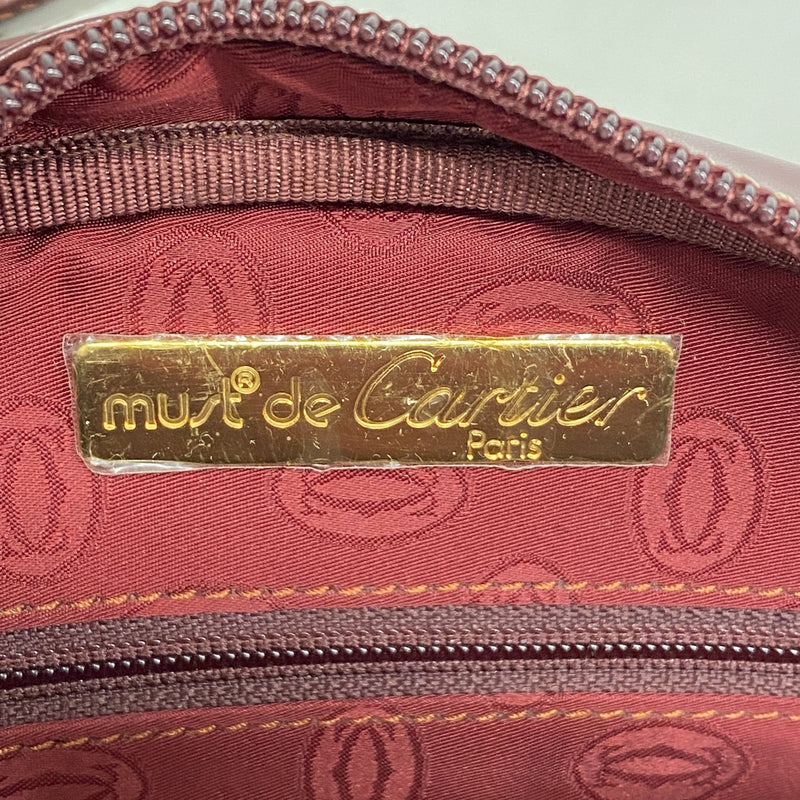 【6kd3470】カルティエ ショルダーバッグ マスト レザー ボルドー ゴールド金具【中古】レディース