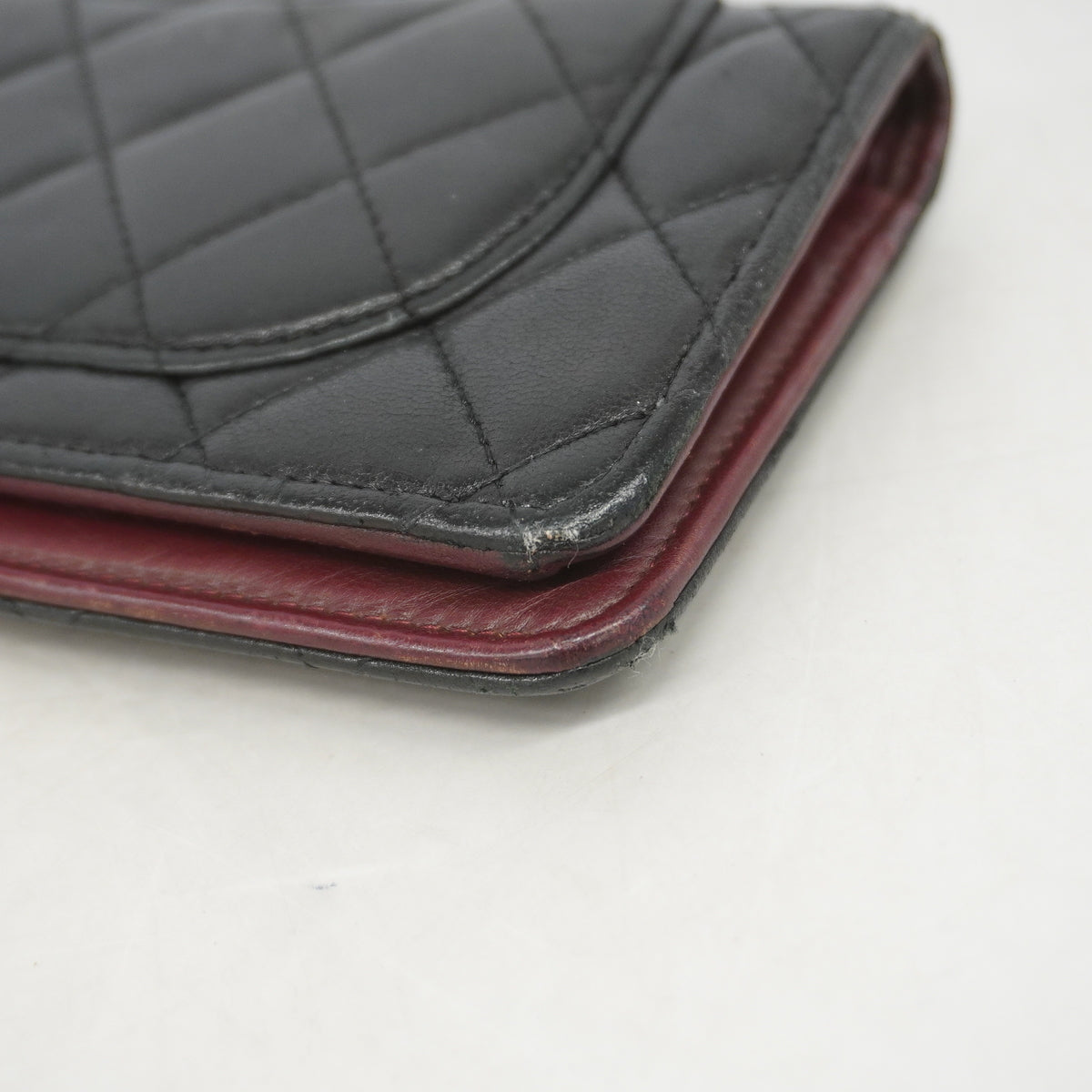 【6kd3490】シャネル 長財布 マトラッセ ラムスキン ブラック シルバー金具【中古】レディース