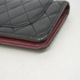 【6kd3490】シャネル 長財布 マトラッセ ラムスキン ブラック シルバー金具【中古】レディース