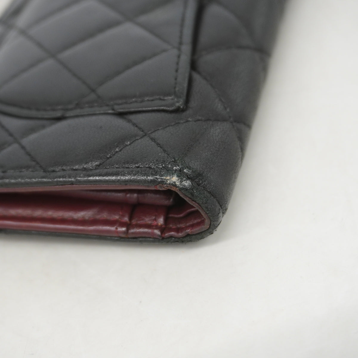 【6kd3490】シャネル 長財布 マトラッセ ラムスキン ブラック シルバー金具【中古】レディース
