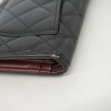 【6kd3490】シャネル 長財布 マトラッセ ラムスキン ブラック シルバー金具【中古】レディース