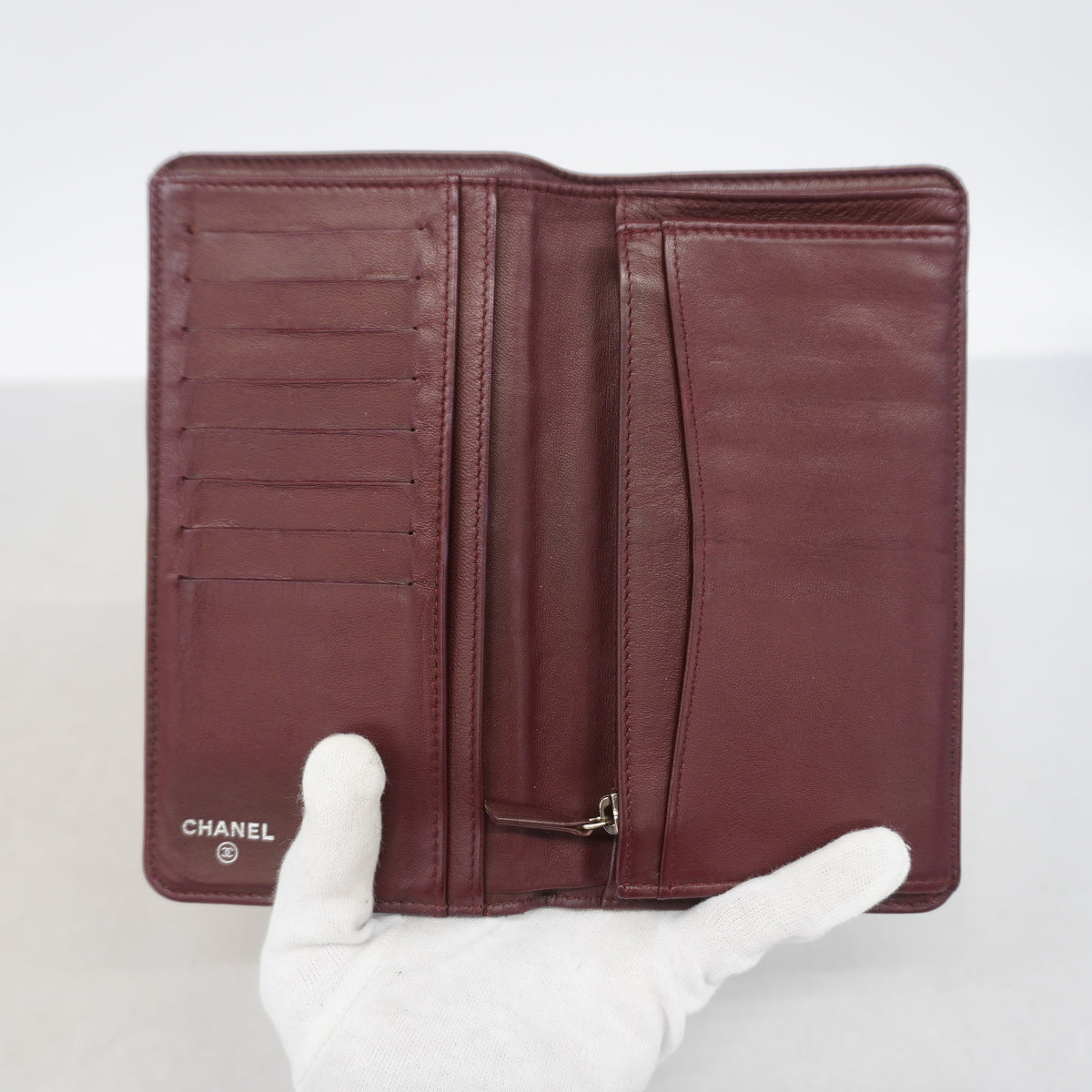 【6kd3490】シャネル 長財布 マトラッセ ラムスキン ブラック シルバー金具【中古】レディース