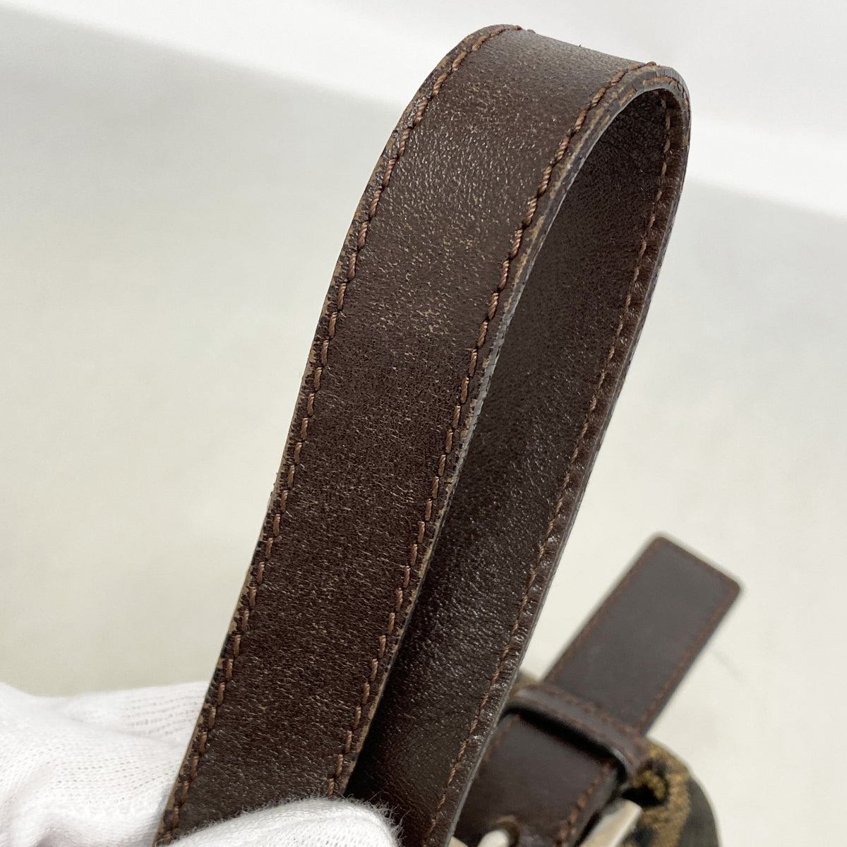 【6kd3498】フェンディ ハンドバッグ ズッカ ナイロンキャンバス ブラウン シルバー金具【中古】レディース