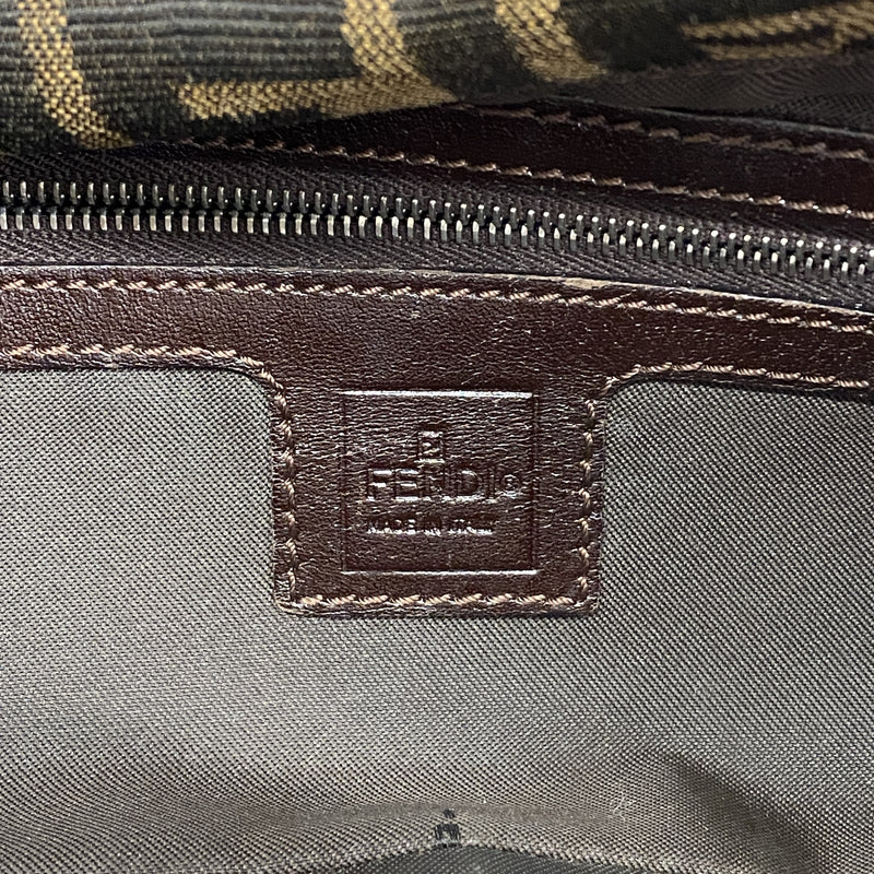 【6kd3498】フェンディ ハンドバッグ ズッカ ナイロンキャンバス ブラウン シルバー金具【中古】レディース