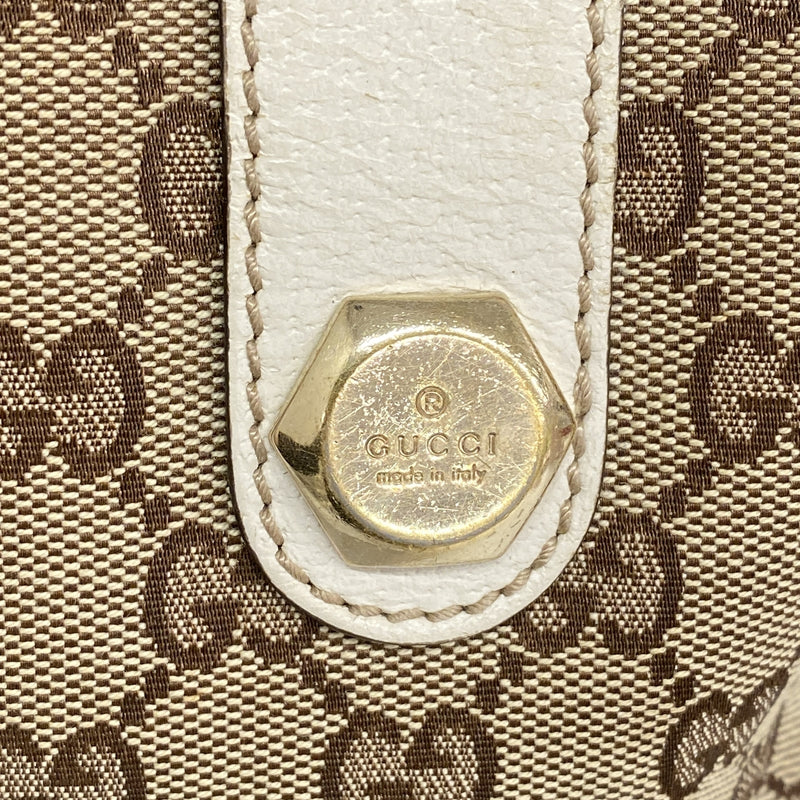 【6kd3499】グッチ トートバッグ GGキャンバス 153361 キャンバス ブラウン ホワイト シャンパンゴールド金具【中古】レディース