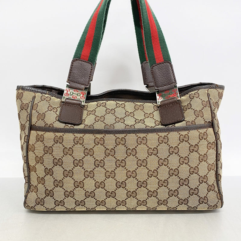 【6kd3500】グッチ トートバッグ GGキャンバス 145810 キャンバス ブラウン シルバー金具【中古】レディース