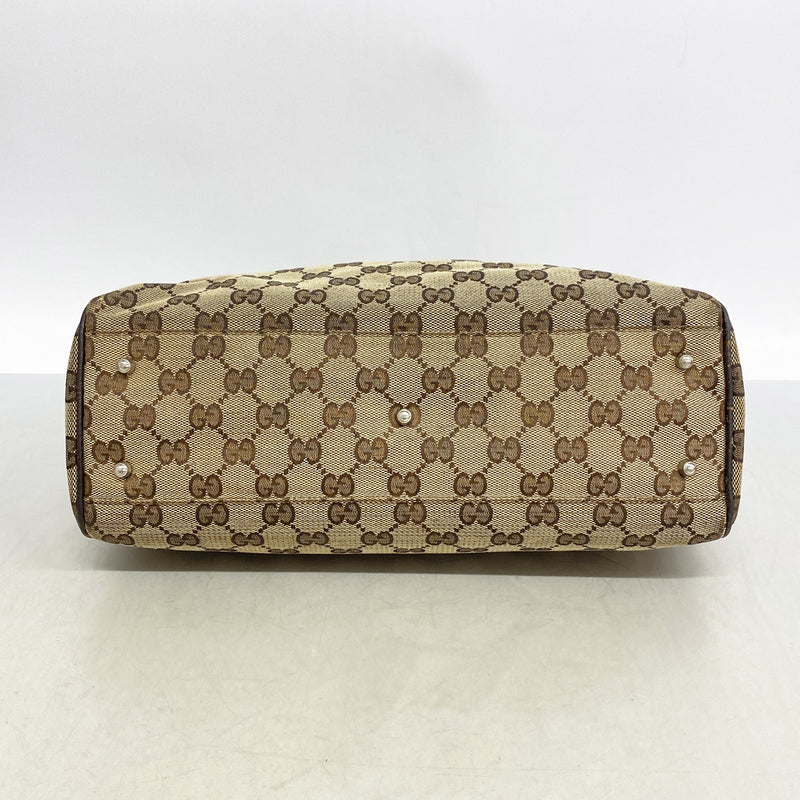 【6kd3500】グッチ トートバッグ GGキャンバス 145810 キャンバス ブラウン シルバー金具【中古】レディース