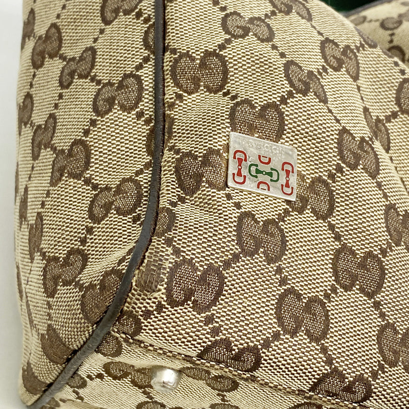 【6kd3500】グッチ トートバッグ GGキャンバス 145810 キャンバス ブラウン シルバー金具【中古】レディース
