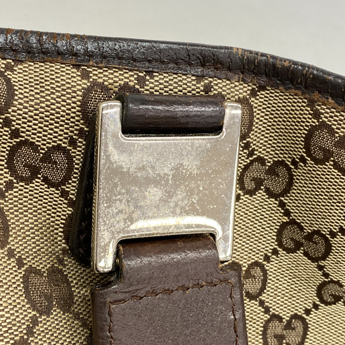 【6kd3500】グッチ トートバッグ GGキャンバス 145810 キャンバス ブラウン シルバー金具【中古】レディース