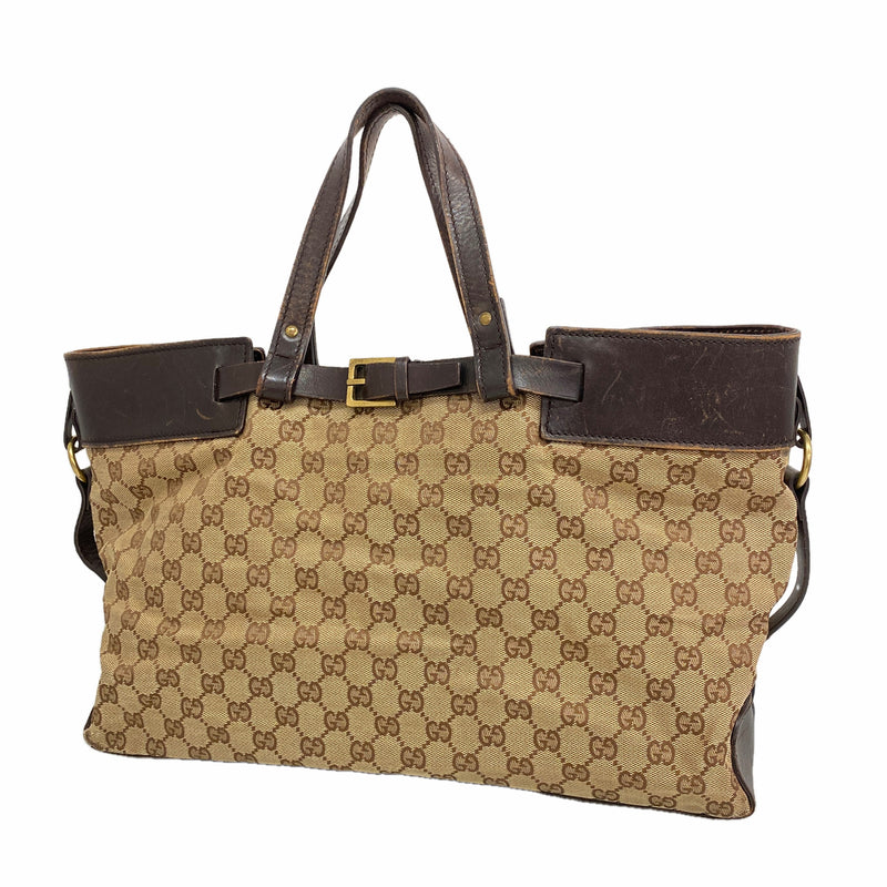 【6kd3501】グッチ トートバッグ GGキャンバス 106251 キャンバス ブラウン ゴールド金具【中古】レディース