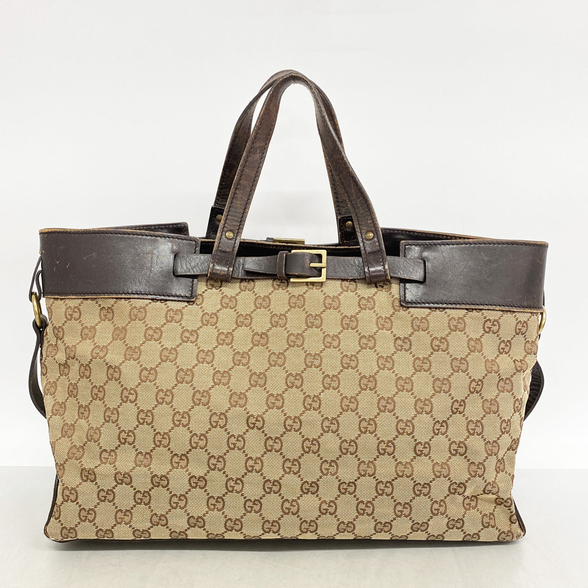 【6kd3501】グッチ トートバッグ GGキャンバス 106251 キャンバス ブラウン ゴールド金具【中古】レディース