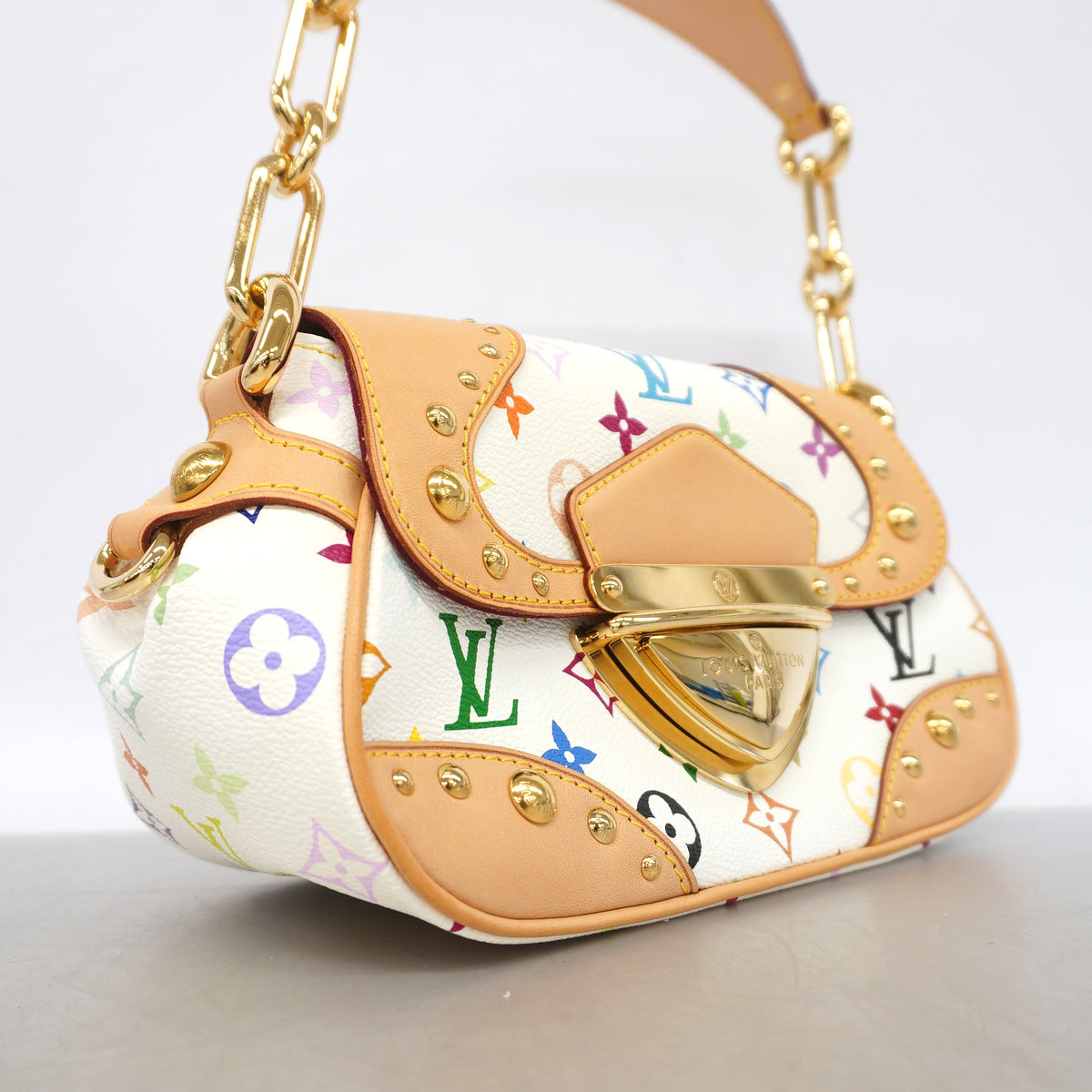 【6kd3527】ルイヴィトン ハンドバッグ モノグラム・マルチカラー マリリン M40127 ブロン【中古】レディース