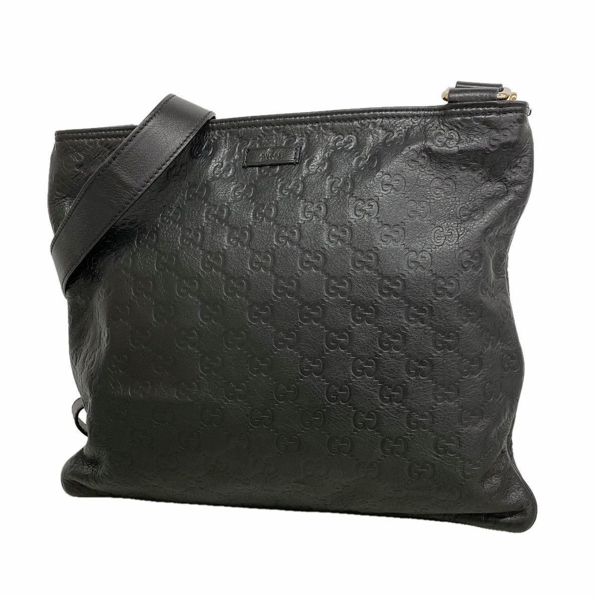 【6kd3528】グッチ ショルダーバッグ グッチシマ 201446 レザー ブラック シャンパンゴールド金具【中古】レディース