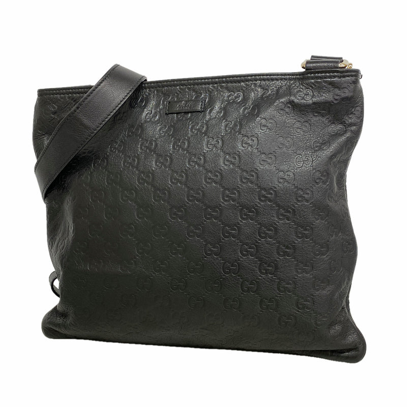 【6kd3528】グッチ ショルダーバッグ グッチシマ 201446 レザー ブラック シャンパンゴールド金具【中古】レディース