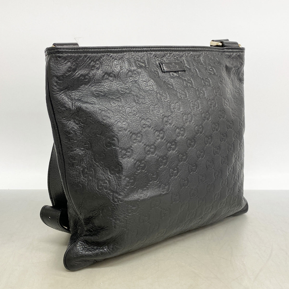 【6kd3528】グッチ ショルダーバッグ グッチシマ 201446 レザー ブラック シャンパンゴールド金具【中古】レディース