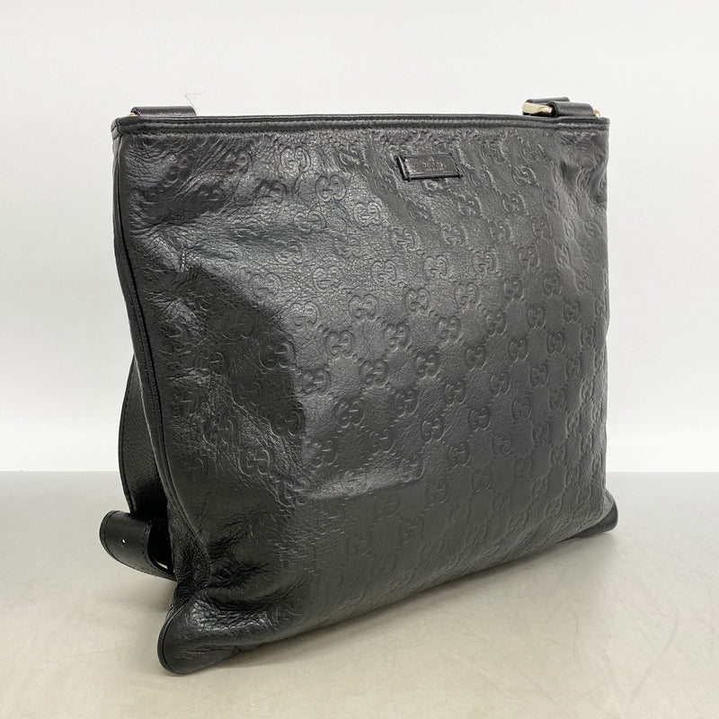 【6kd3528】グッチ ショルダーバッグ グッチシマ 201446 レザー ブラック シャンパンゴールド金具【中古】レディース