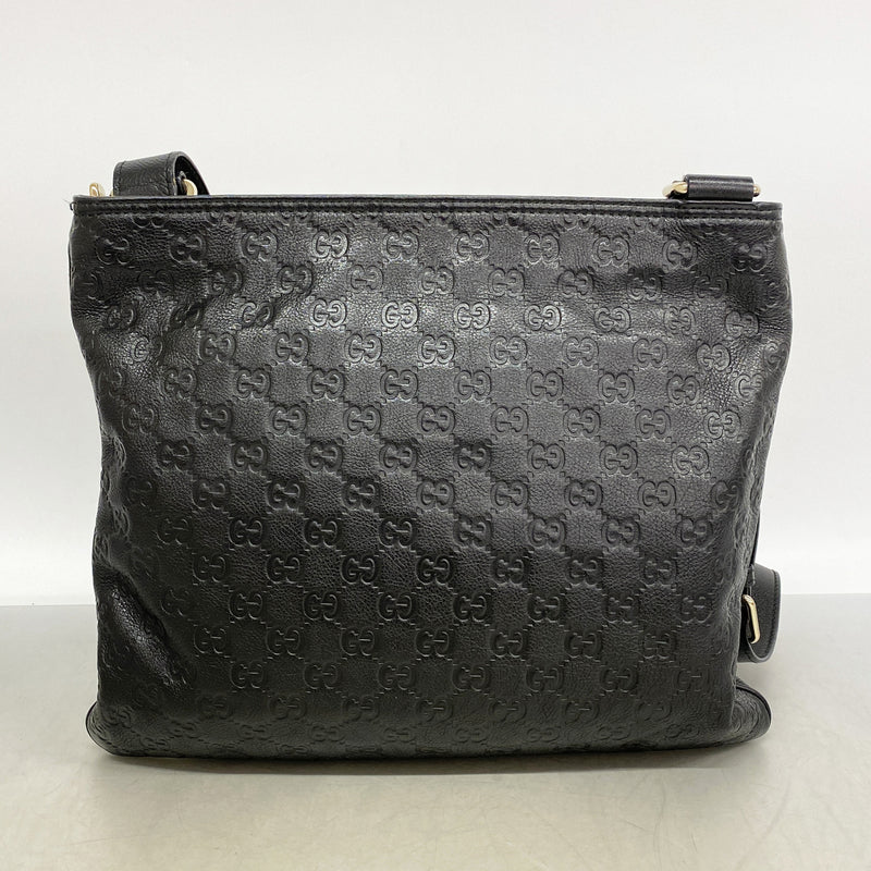 【6kd3528】グッチ ショルダーバッグ グッチシマ 201446 レザー ブラック シャンパンゴールド金具【中古】レディース