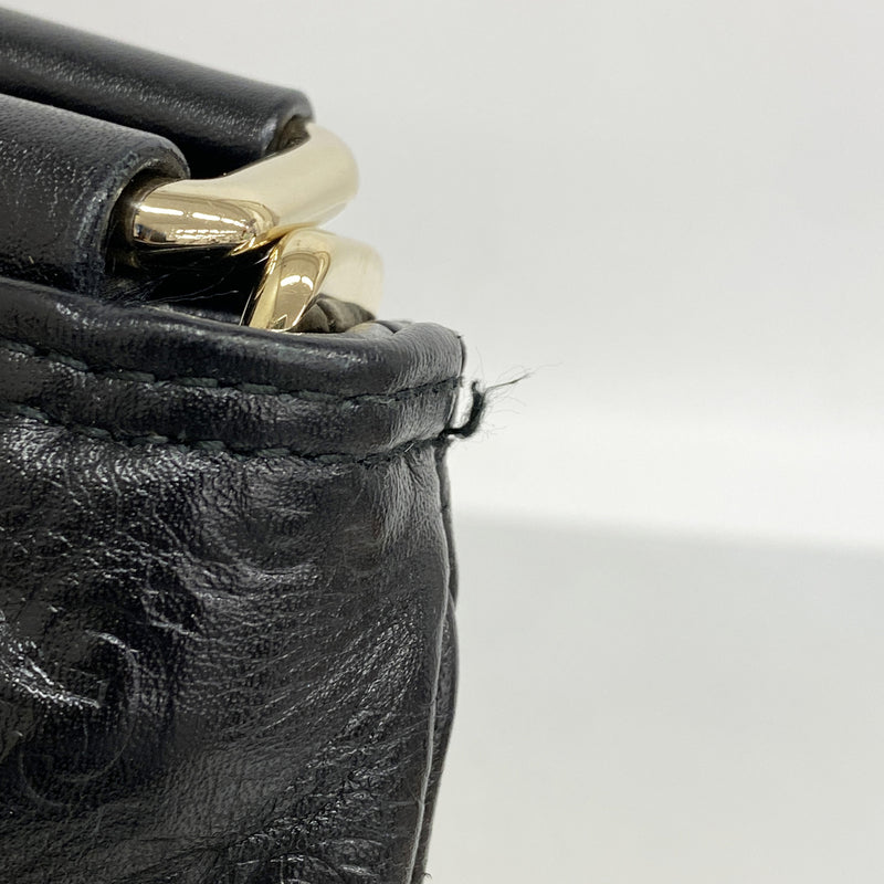 【6kd3528】グッチ ショルダーバッグ グッチシマ 201446 レザー ブラック シャンパンゴールド金具【中古】レディース