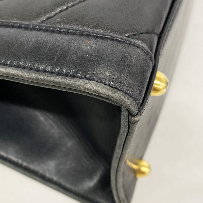 【6kd3554】シャネル ハンドバッグ Vステッチ レザー ブラック ゴールド金具 2wayバッグ【中古】レディース
