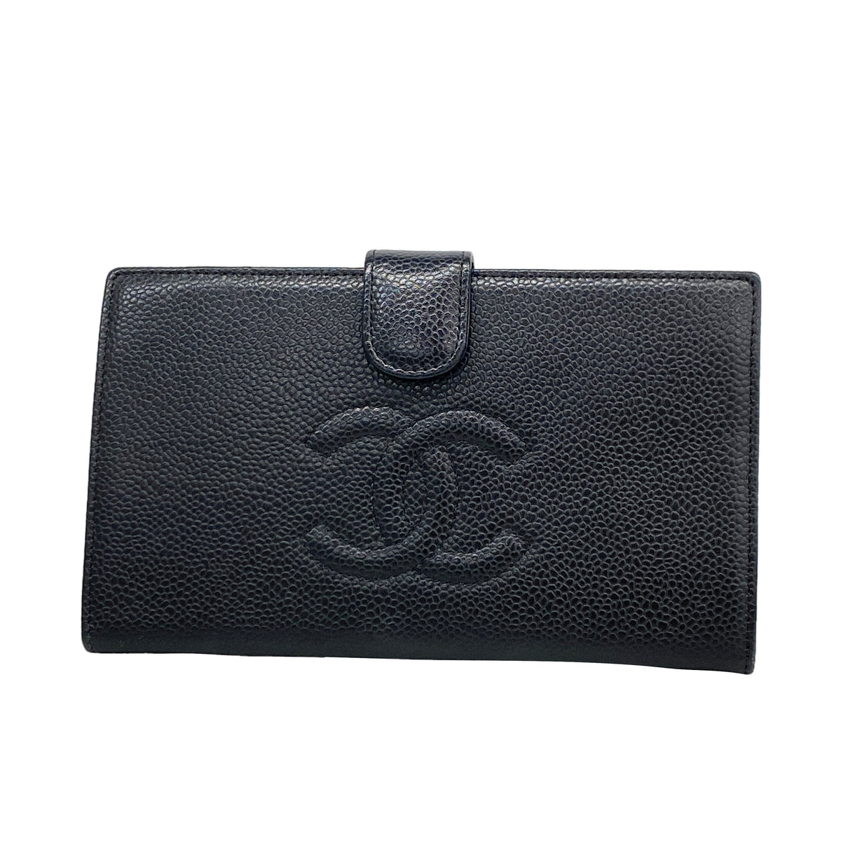 【6kd3555】シャネル 長財布 キャビアスキン ブラック ゴールド金具【中古】レディース