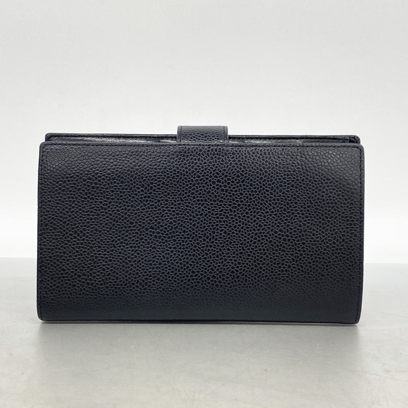 【6kd3555】シャネル 長財布 キャビアスキン ブラック ゴールド金具【中古】レディース