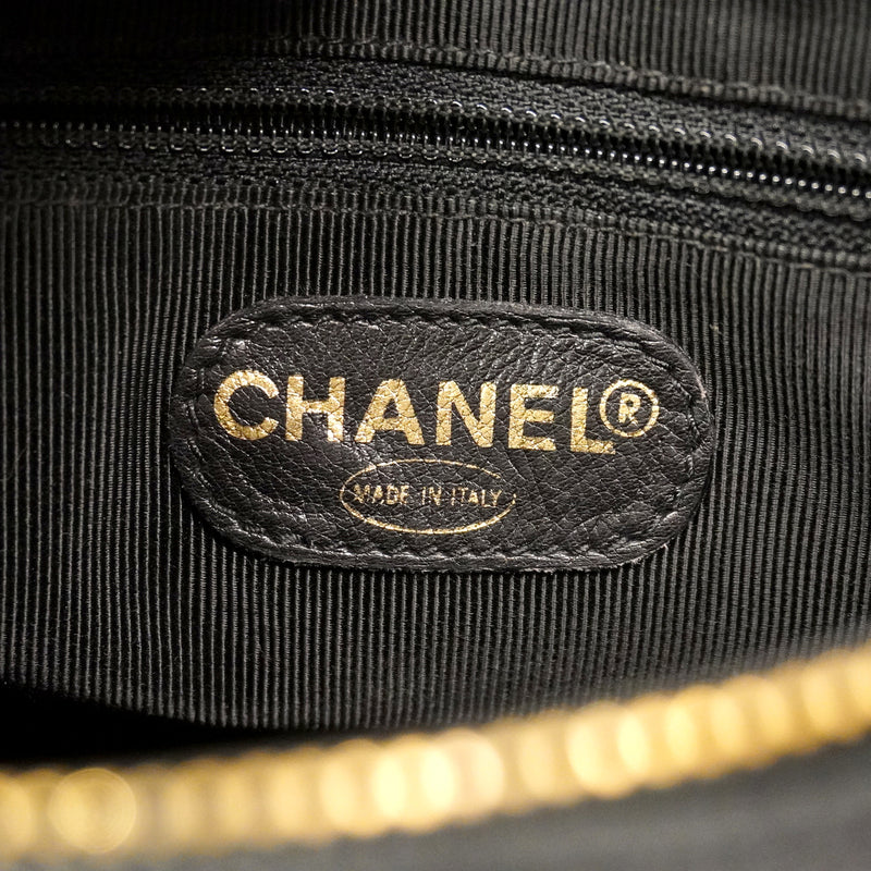 【6kd3558】シャネル チェーントート マトラッセ キャビアスキン ブラック ゴールド金具【中古】レディース