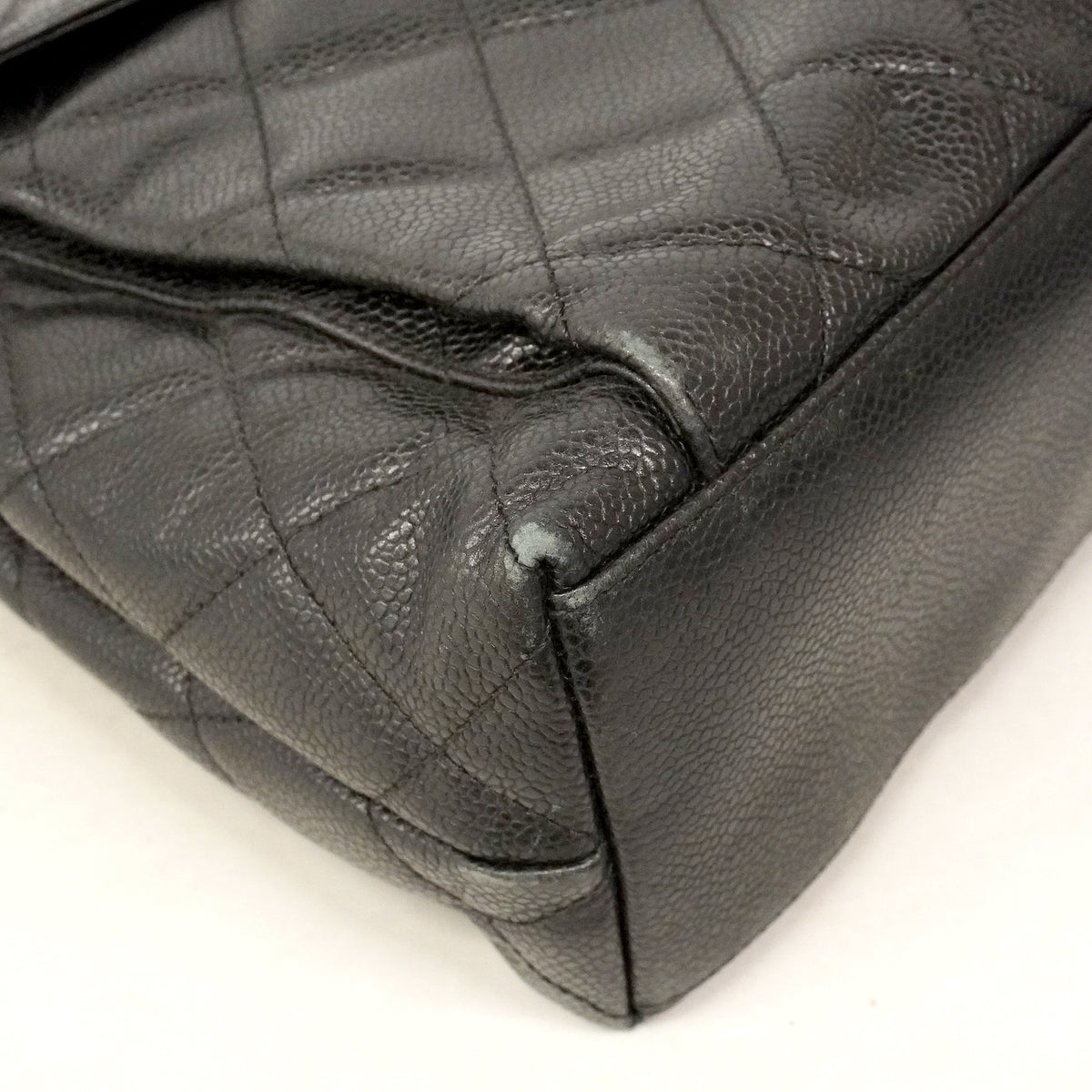 【6kd3558】シャネル チェーントート マトラッセ キャビアスキン ブラック ゴールド金具【中古】レディース