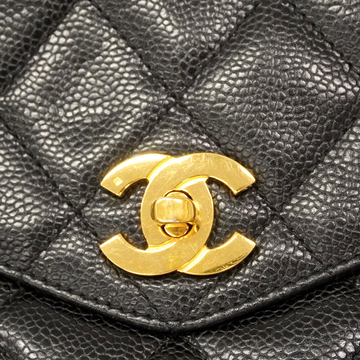 【6kd3558】シャネル チェーントート マトラッセ キャビアスキン ブラック ゴールド金具【中古】レディース
