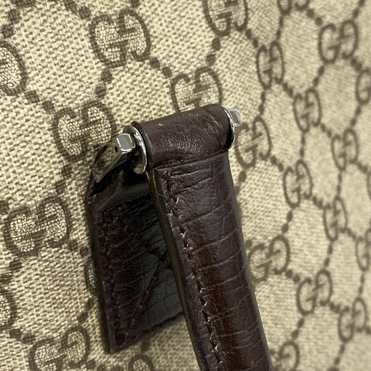 【6kd3576】グッチ トートバッグ GGスプリーム 131220 PVC ブラウン シルバー金具【中古】レディース