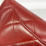 【6kd3601】シャネル 三つ折り長財布 マトラッセ ラムスキン レッド シルバー金具【中古】レディース
