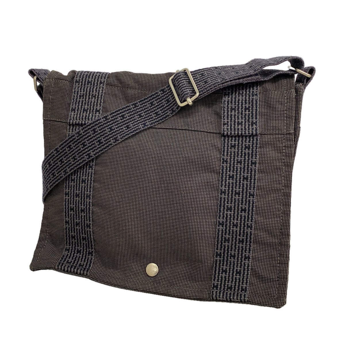 【6kd3602】エルメス ショルダーバッグ エールラインバサス ナイロン グレー シルバー金具【中古】レディース