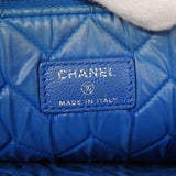 【6kd3643】シャネル クラッチバッグ Vステッチ キャビアスキン ブルー シルバー金具【中古】レディース
