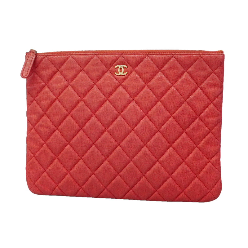 【6kd3644】シャネル クラッチバッグ マトラッセ キャビアスキン ピンク ゴールド金具【中古】レディース