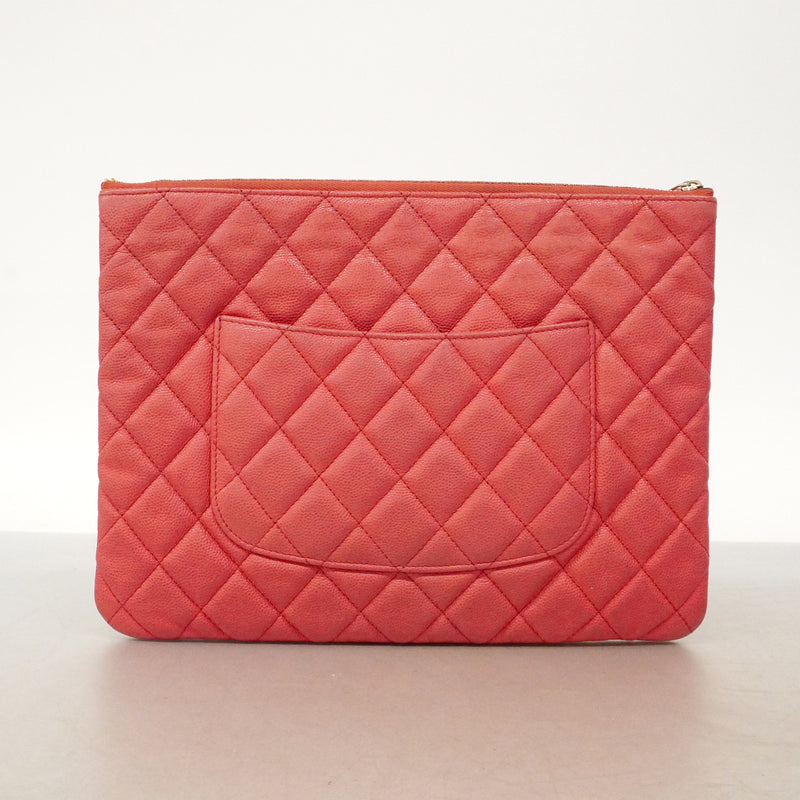 【6kd3644】シャネル クラッチバッグ マトラッセ キャビアスキン ピンク ゴールド金具【中古】レディース