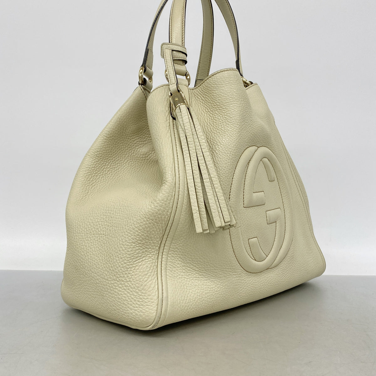 【6kd3652】グッチ トートバッグ ソーホー 282309 レザー アイボリー ゴールド金具【中古】レディース