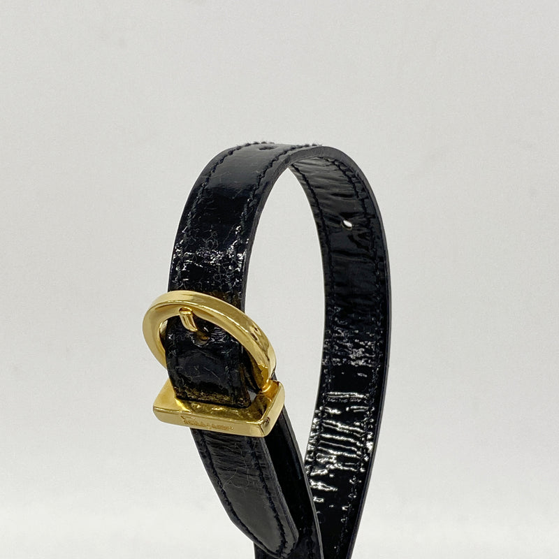 【6kd3653】サルヴァトーレフェラガモ ショルダーバッグ ヴァラ エナメル ブラック ゴールド金具【中古】レディース