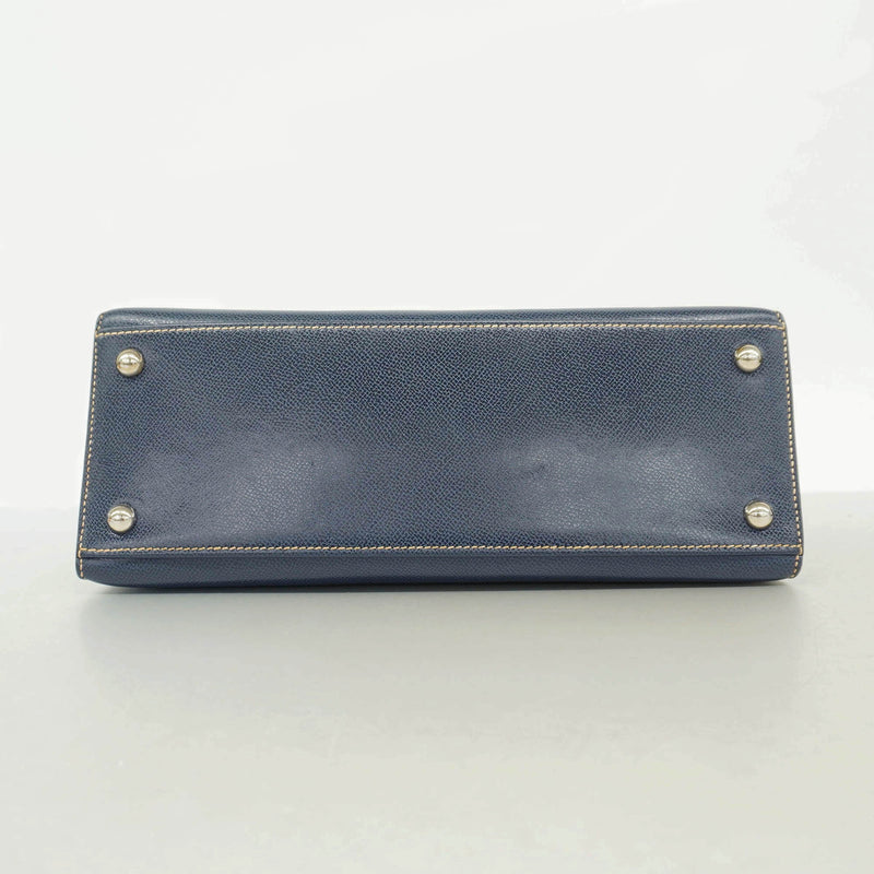 【6kd3662】エルメス ハンドバッグ ダルヴィ クシュベル ネイビー シルバー金具 □F刻印【中古】レディース