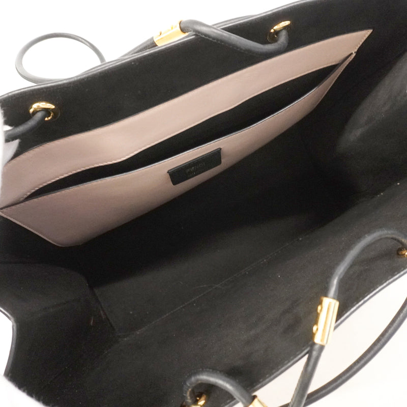 【6kd3670】フェンディ トートバッグ レザー ピンクベージュ ゴールド金具【中古】レディース