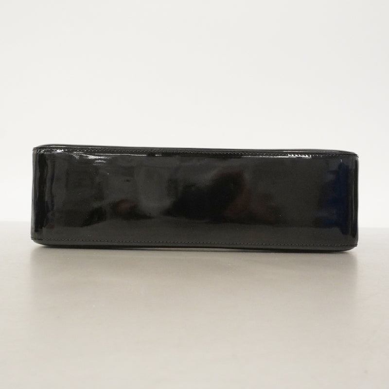 【6kd3671】シャネル ショルダーバッグ パテントレザー ブラック ゴールド金具【中古】レディース
