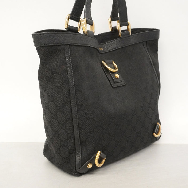 【6kd3673】グッチ トートバッグ GGキャンバス 130739 キャンバス ブラック ゴールド金具【中古】レディース