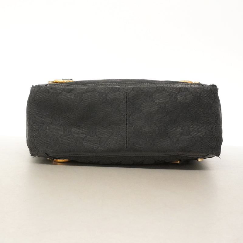 【6kd3673】グッチ トートバッグ GGキャンバス 130739 キャンバス ブラック ゴールド金具【中古】レディース