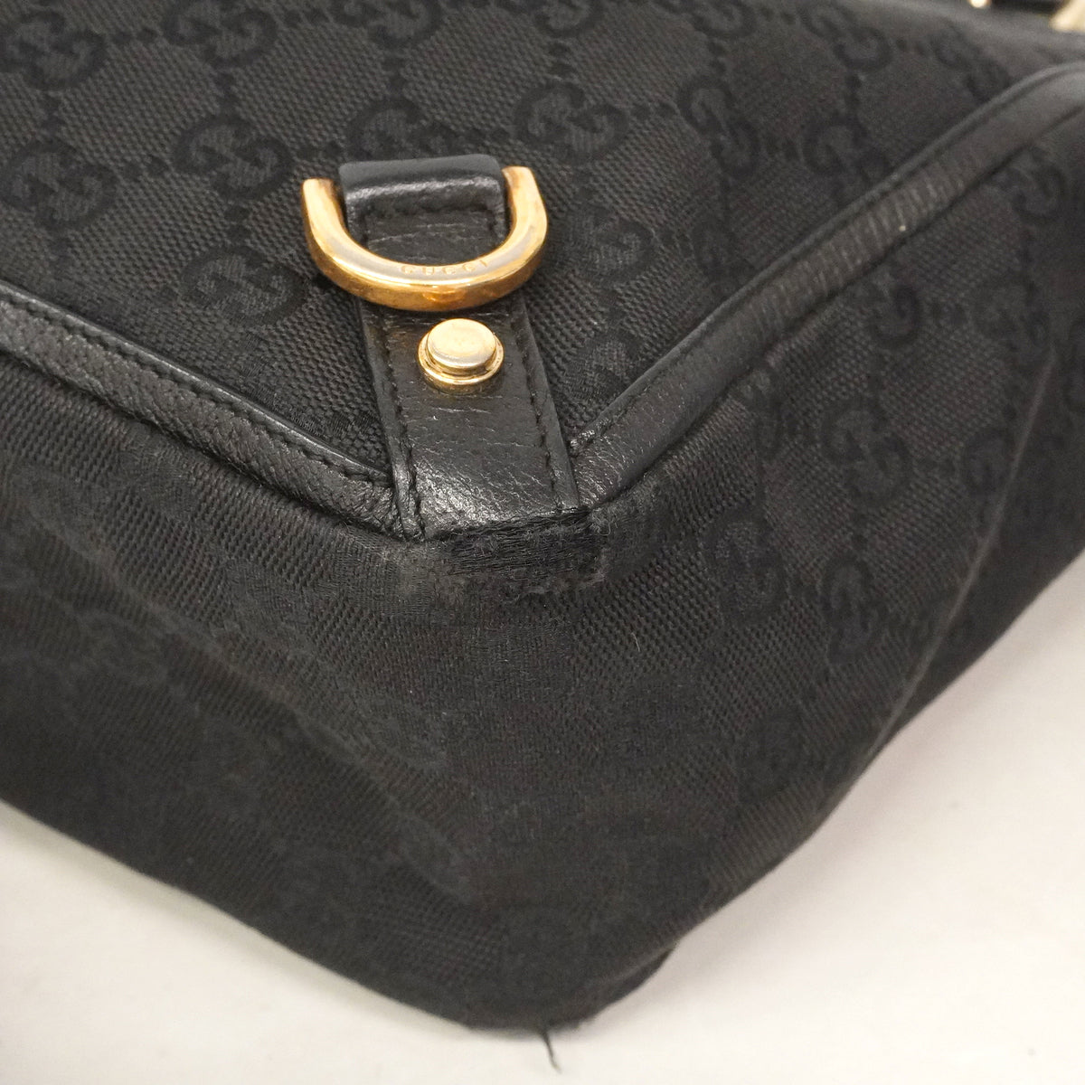 【6kd3673】グッチ トートバッグ GGキャンバス 130739 キャンバス ブラック ゴールド金具【中古】レディース