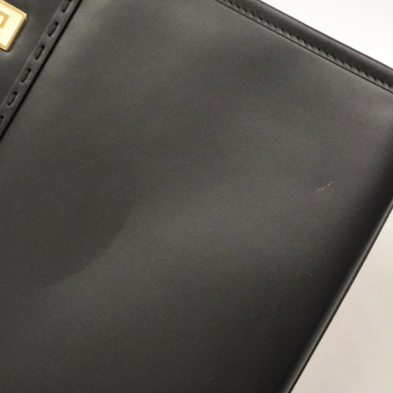【6kd3704】フェンディ ハンドバッグ サンシャイン レザー ブラック ゴールド金具【中古】レディース