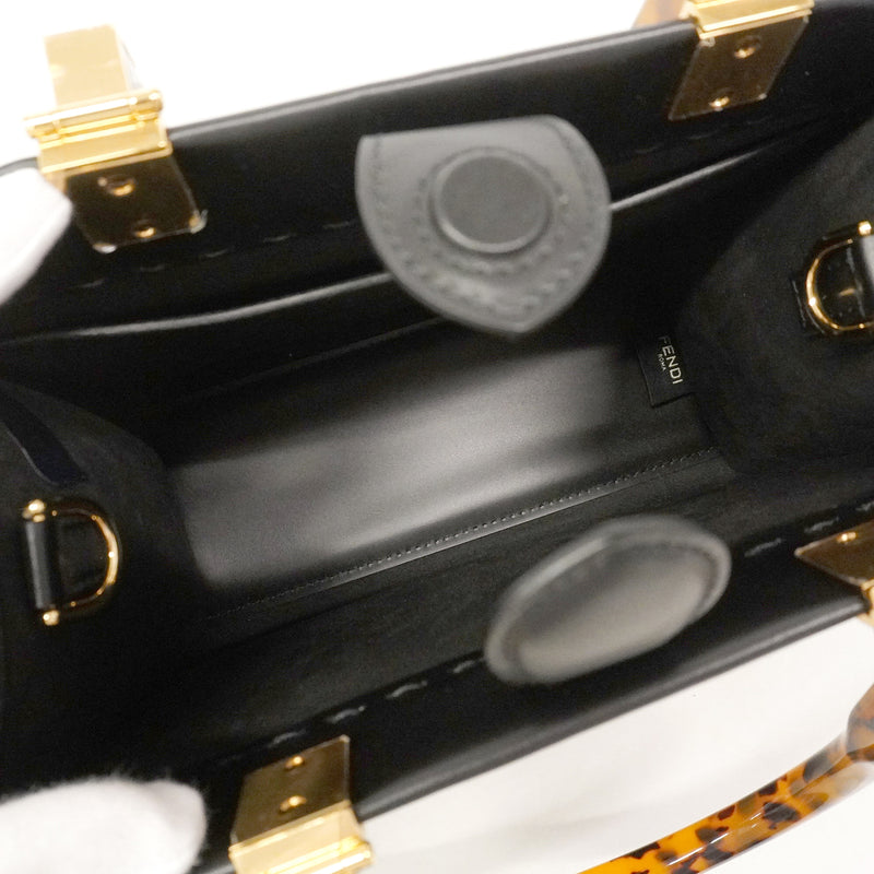 【6kd3704】フェンディ ハンドバッグ サンシャイン レザー ブラック ゴールド金具【中古】レディース